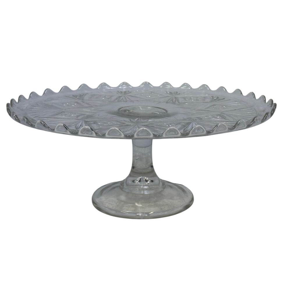 EAPG Diamond and Sheaf Scalloped Edge Late 19th Century 12.25" Cake Stand
